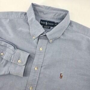 Ralph Lauren Mens 18 (2XL) Light Blue Oxford Button Down Shirt Classic Fit L/S